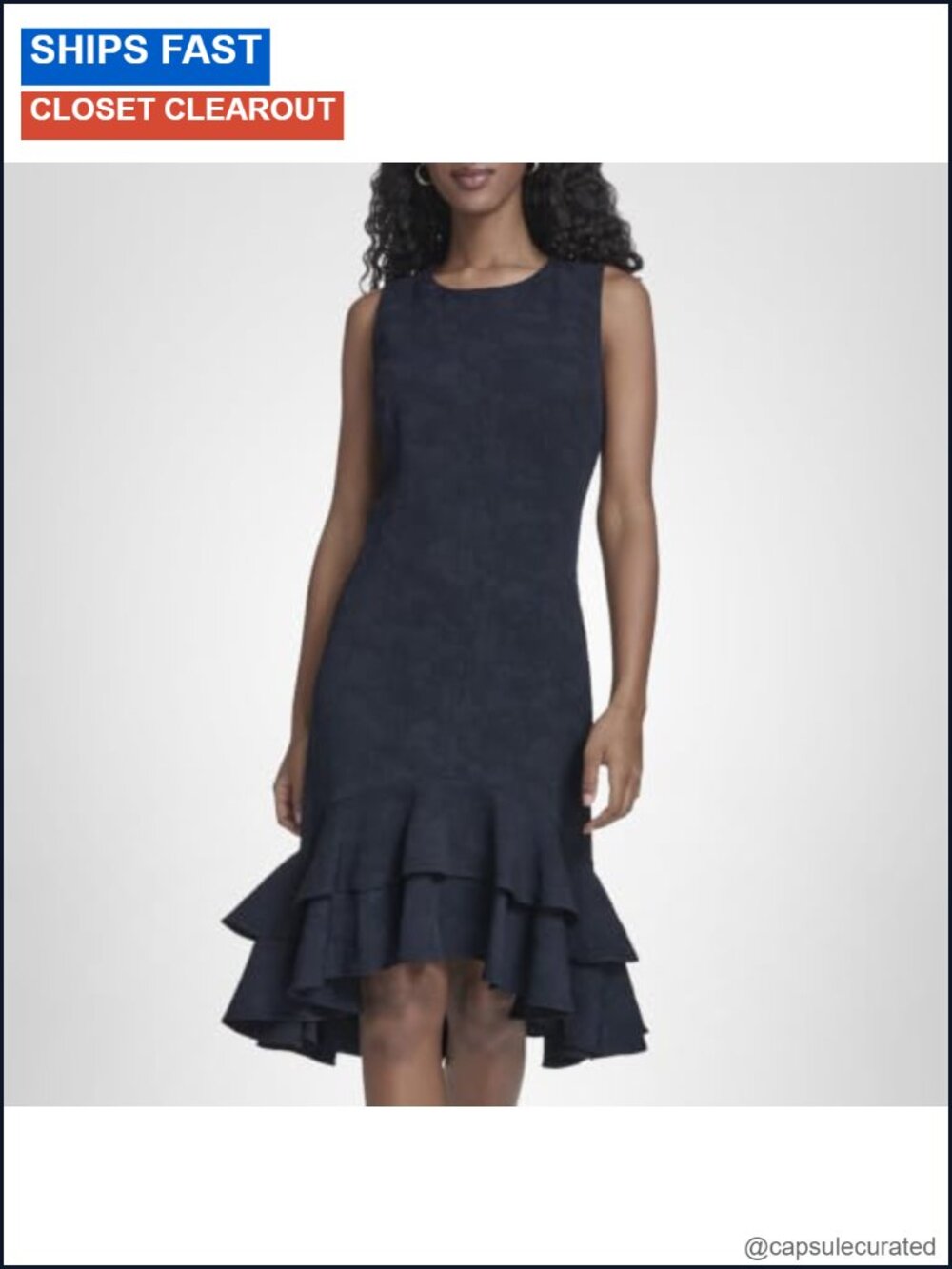Sleeveless Jewel Neck Tiered Hi-Lo Mini Dress A-Line